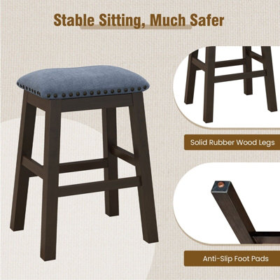 GAINOOM Set of 2 Brown Bar Stools Saddle Padded Seat Stool Counter ...