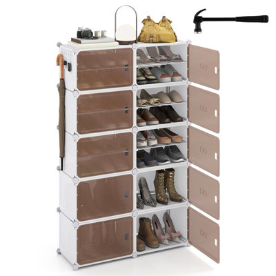 GAINOOM Shoe Rack 10 Tier Shoe Storage Cabinet 40 Pair Plastic Shoe ...