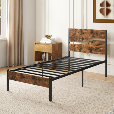 GAINOOM Single Metal Bed Frame Home Industrial Platform Bed w/ Under ...