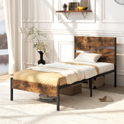 GAINOOM Single Metal Bed Frame Home Industrial Platform Bed w/ Under ...