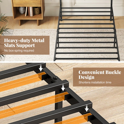 GAINOOM Single Metal Bed Frame Home Industrial Platform Bed w/ Under ...