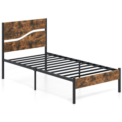 GAINOOM Single Metal Bed Frame Home Industrial Platform Bed w/ Under ...