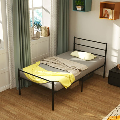 GAINOOM Single Size Black Bed Frame Modern Platform Bed with Metal Slat ...