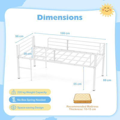 GAINOOM Single Size Low Loft Bed Metal Bed Frame with Safety Guardrails ...