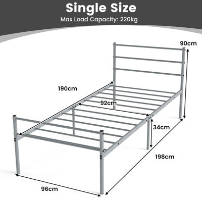 GAINOOM Single Size Silver Bed Frame Modern Platform Bed with Metal ...
