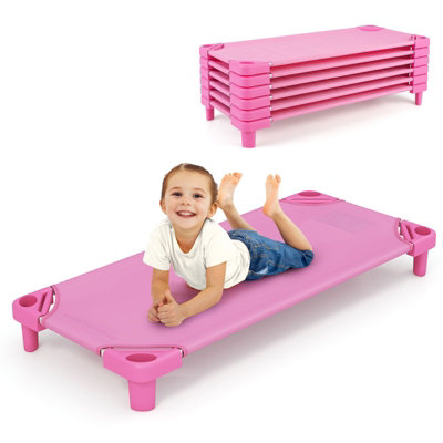 GAINOOM Stackable Daycare Cot Pink Toddler Daycare Rest Mat w/ Easy ...