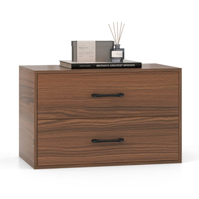 GAINOOM Stackable Walnut 2-Drawer Dresser Multi-Purpose Wooden Storage ...