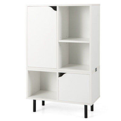 GAINOOM Stackable White Bookcase Combination Lattice Cabinet Floor Open Bookshelf