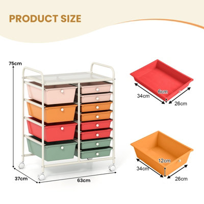 GAINOOM Storage Cart Macaron Multi-Purpose Utility Cart with 2-Size ...