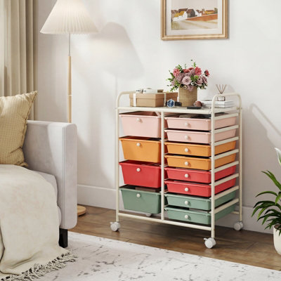 GAINOOM Storage Cart Macaron Multi-Purpose Utility Cart with 2-Size ...
