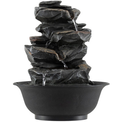 GAINOOM Tabletop Water Fountain Indoor Desktop Cascading Water Feature With LED Light