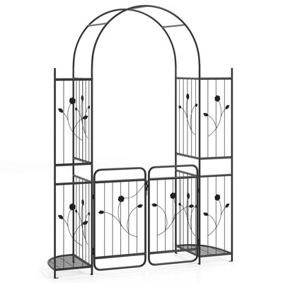 GAINOOM Tall Garden Arch with Lockable Gate Heavy-duty Metal Arbor with ...