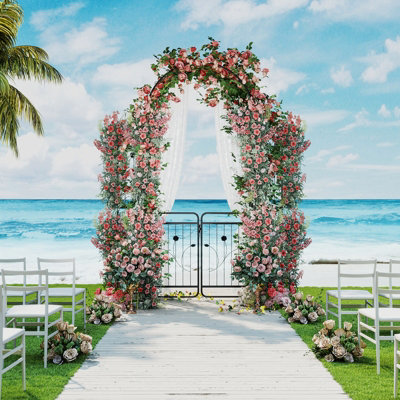 GAINOOM Tall Garden Arch with Lockable Gate Heavy-duty Metal Arbor with ...