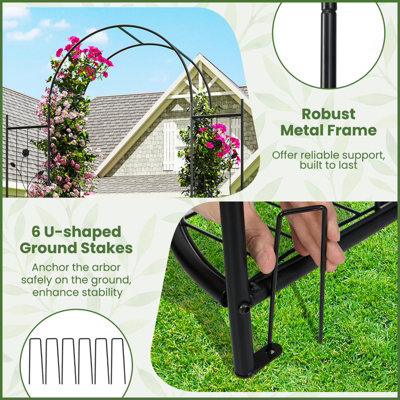 GAINOOM Tall Garden Arch with Lockable Gate Heavy-duty Metal Arbor with ...