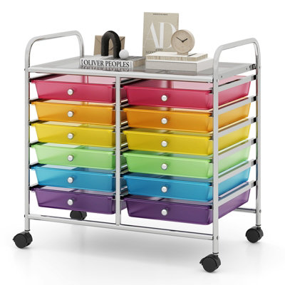 GAINOOM Transparent Multi-color Storage Cart Multi-Purpose Utility Cart ...