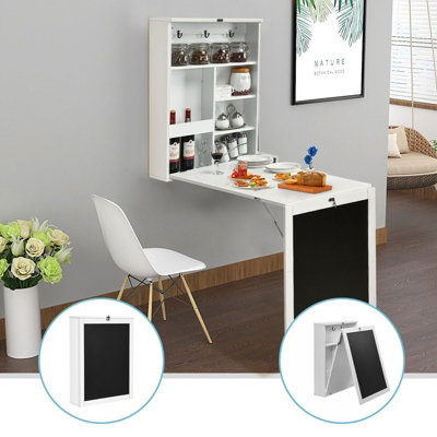 GAINOOM Wall Mounted White Computer Desk Folding Convertible Wall Table ...