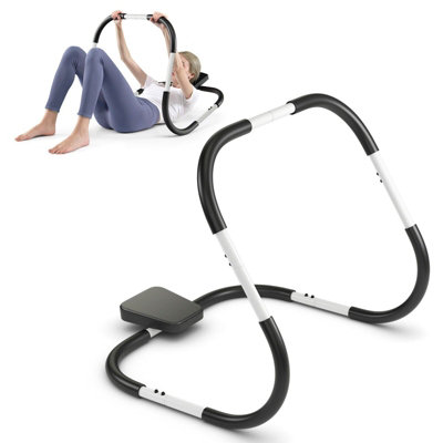 GAINOOM White Ab Trainer Abdominal Fitness Machine Crunch Roller & Sit ...