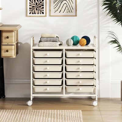 GAINOOM White Storage Cart Multi-Purpose Utility Cart with Drawer