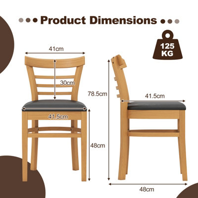 GAINOOM Wooden Dining Chair Natural Set of 2 PU Leather