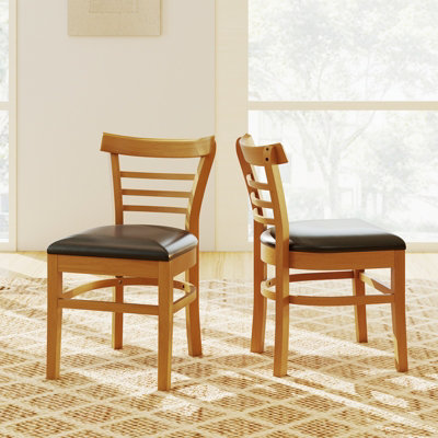 GAINOOM Wooden Dining Chair Natural Set of 2 PU Leather