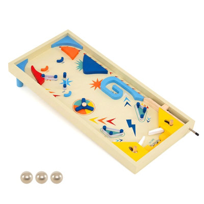GAINOOM Wooden Pinball Machine Scoring Rotating Track Tabletop Game for ...