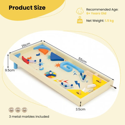 GAINOOM Wooden Pinball Machine Scoring Rotating Track Tabletop Game for ...