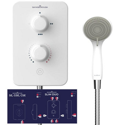 Buy Gainsborough SE 10.5kw Electric Shower White Chrome Slim Duo