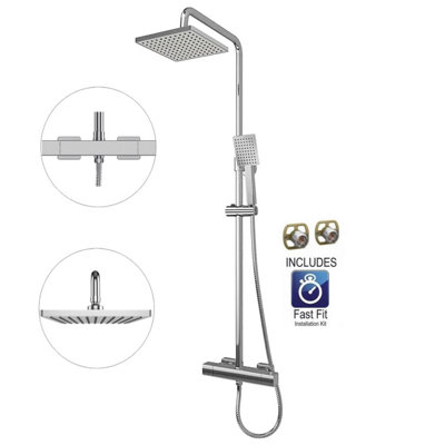 Gainsborough Square Dual Outlet Thermostatic Cool Touch Bar Mixer Shower + FFK Price Comparisons | Compare The Build
