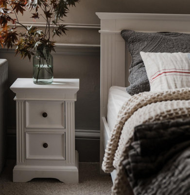 Gainsborough White 2 Drawer Hamptons Style Bedside Table