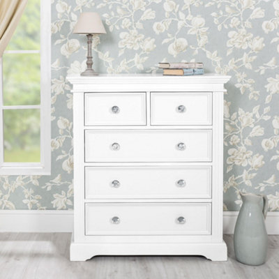 Gainsborough White 2 Over 3 Chest of Drawers with Crystal Handles