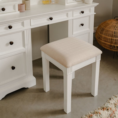 Aibiju Faux Teddy Fur Vanity Stool With Storage - Rectangular Makeup Stool, Small Side Table, White (15.7x11.8x18.1 In) 10 thumbnail image
