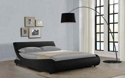 Galactic Leather Double Bed Frame, Black