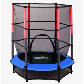 Galactica Mini Trampoline 4.5FT 55inch with Safety Net Enclosure Indoor Outdoor Children Activity Junior Trampoline Blue