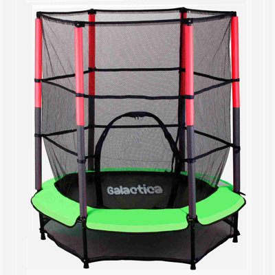 Galactica Mini Trampoline 4.5FT 55inch with Safety Net Enclosure Indoor Outdoor Children Activity Junior Trampoline Green