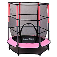 Galactica Mini Trampoline 4.5FT 55inch with Safety Net Enclosure Indoor Outdoor Children Activity Junior Trampoline Pink
