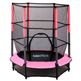 Galactica Mini Trampoline 4.5FT 55inch with Safety Net Enclosure Indoor Outdoor Children Activity Junior Trampoline Pink