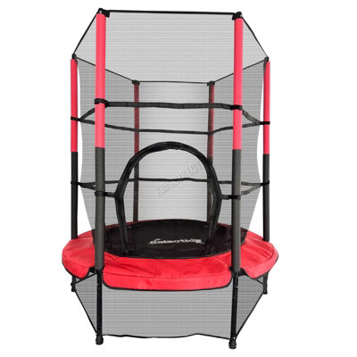 Galactica Mini Trampoline 4.5FT 55inch with Safety Net Enclosure Indoor Outdoor Children Activity Junior Trampoline Red