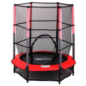 Galactica Mini Trampoline 4.5FT 55inch with Safety Net Enclosure Indoor Outdoor Children Activity Junior Trampoline Red