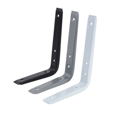 Galaxy Black Metal Steel Shelf Wall Support Brackets 125mm x 146mm - 4 PACK