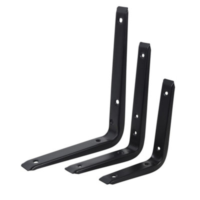 Galaxy Black Metal Steel Shelf Wall Support Brackets 125mm x 146mm - 4 PACK