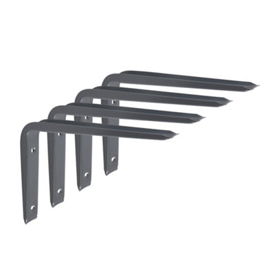 Galaxy Grey Metal Steel Shelf Wall Support Brackets 150mm x 202mm - 4 PACK