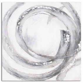Galaxy Hand Painted Canvas - Canvas/Wood - L4 x W150 x H150 cm - Grey/Silver