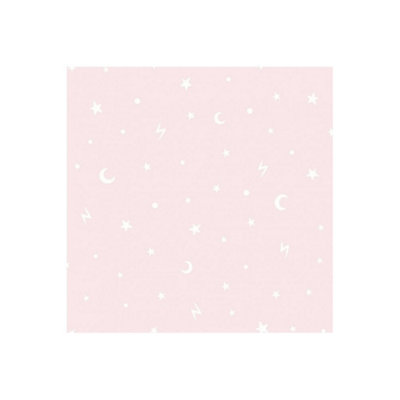 Galaxy Stars And Moons Wallpaper In Pink | DIY at B&Q