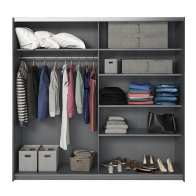 Galaxy Wardrobe with Sliding Doors in Oak Carbon Sophisticated Storage H2100mm W2210mm D610mm