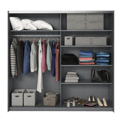 Galaxy Wardrobe with Sliding Doors in Oak Carbon - Sophisticated Storage, H2100mm W2210mm D610mm