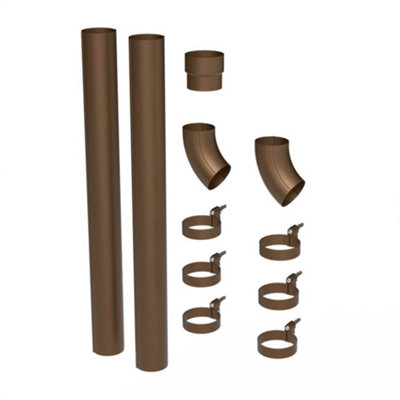 Galeco Steel Round Offset Downpipe Kit Copper Effect - 87mm Diameter