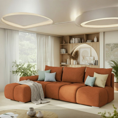 GALERIA CORNER SOFA BED WITH STORAGE LEFT HAND RUSTY BROWN