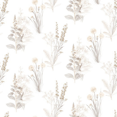 Galerie Abby Rose 4 Beige Grey Flora Smooth Wallpaper