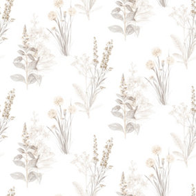 Galerie Abby Rose 4 Beige Grey Flora Smooth Wallpaper