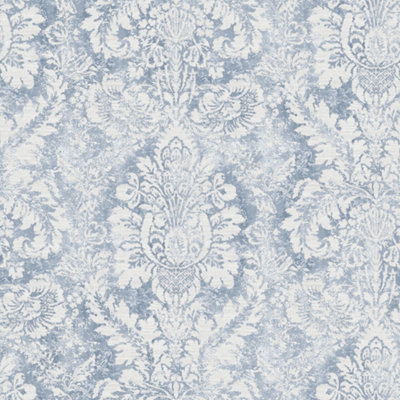 Galerie Abby Rose 4 Blue Grey Valentine Damask Smooth Wallpaper